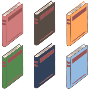 色とりどり(カラフル)の無地の本(縦)