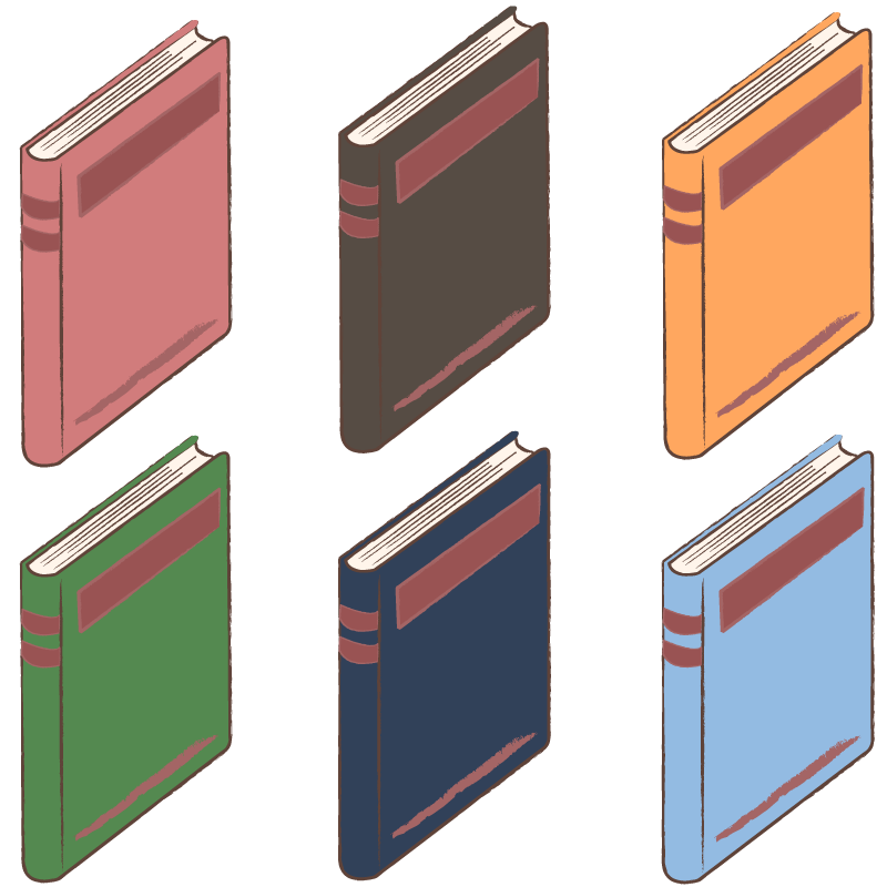 色とりどり(カラフル)の無地の本(縦)