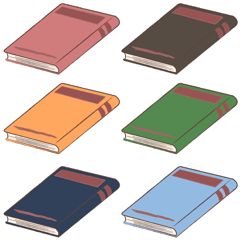 色とりどり(カラフル)の無地の本(平置き)