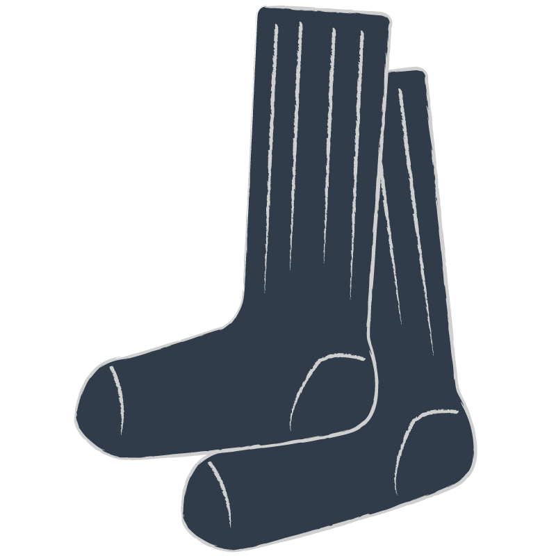 ひざ下丈の黒い靴下