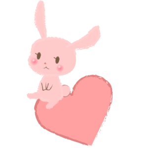 ハートに座るウサギ