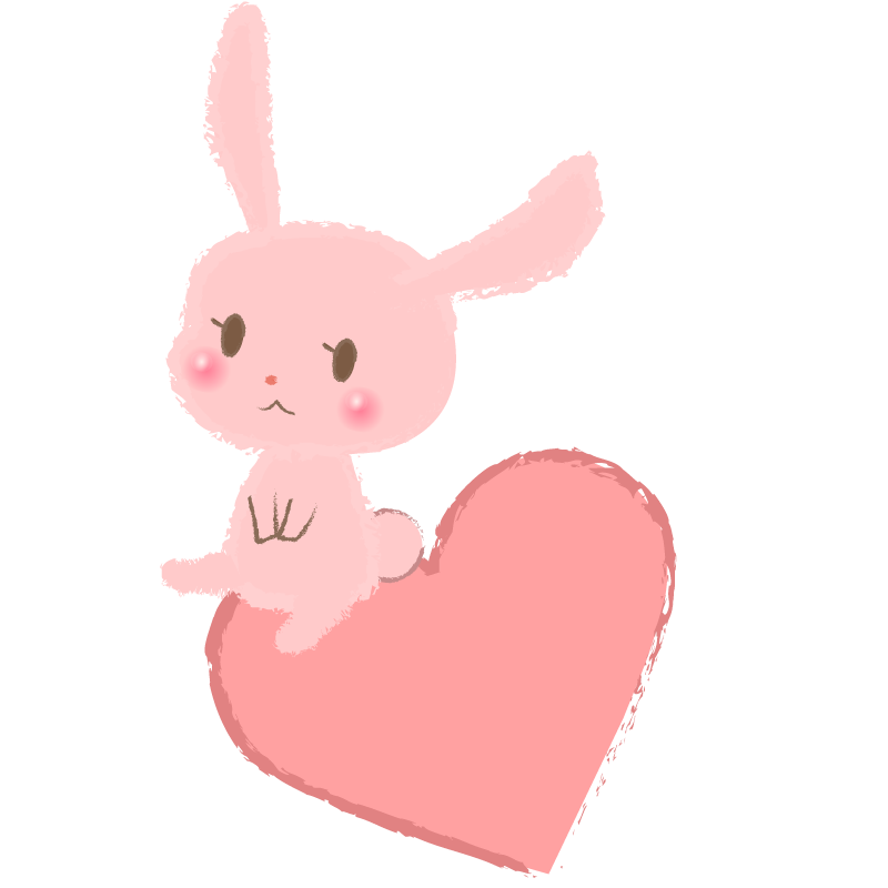 ハートに座るウサギ
