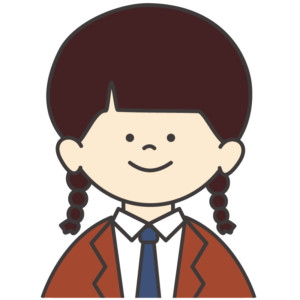 学生服（茶色ブレザー/紺ネクタイ）を着た女子生徒