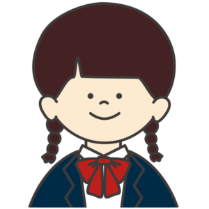 学生服（紺色ブレザー/赤リボン）を着た女子生徒