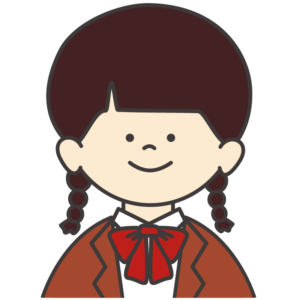 学生服（茶色ブレザー/赤リボン）を着た女子生徒