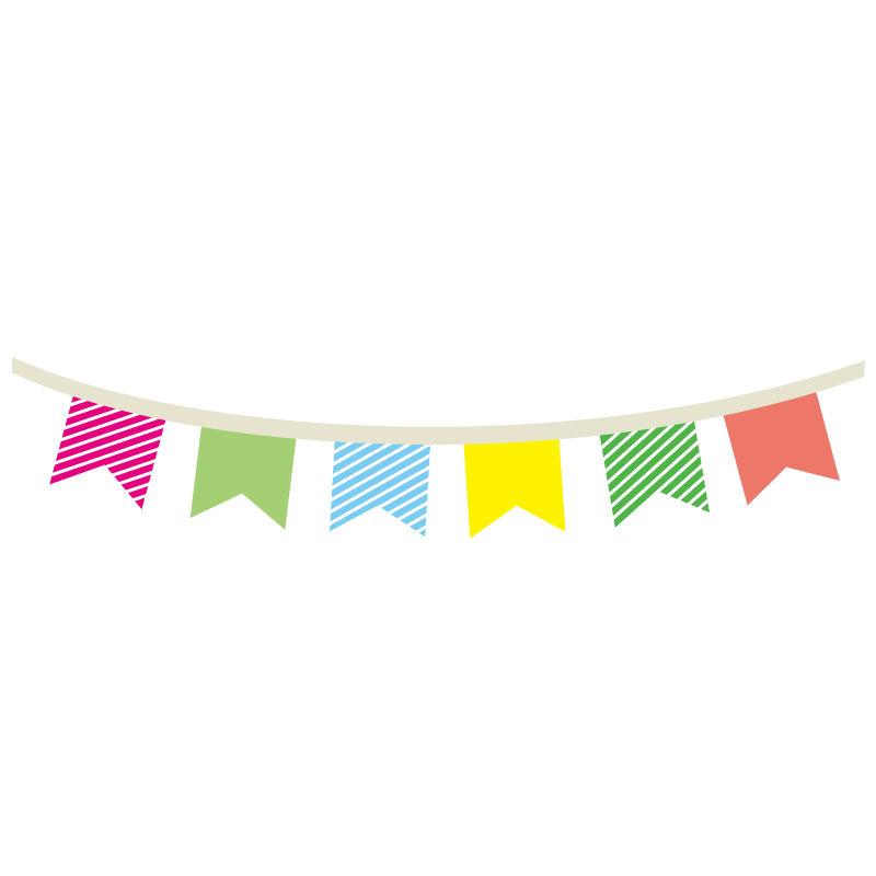 カラフルなリボンのガーランド