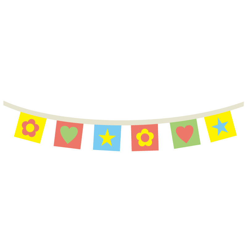 カラフルな四角のガーランド