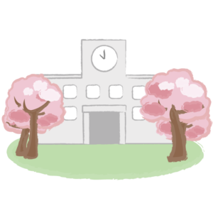 桜に囲まれた校舎