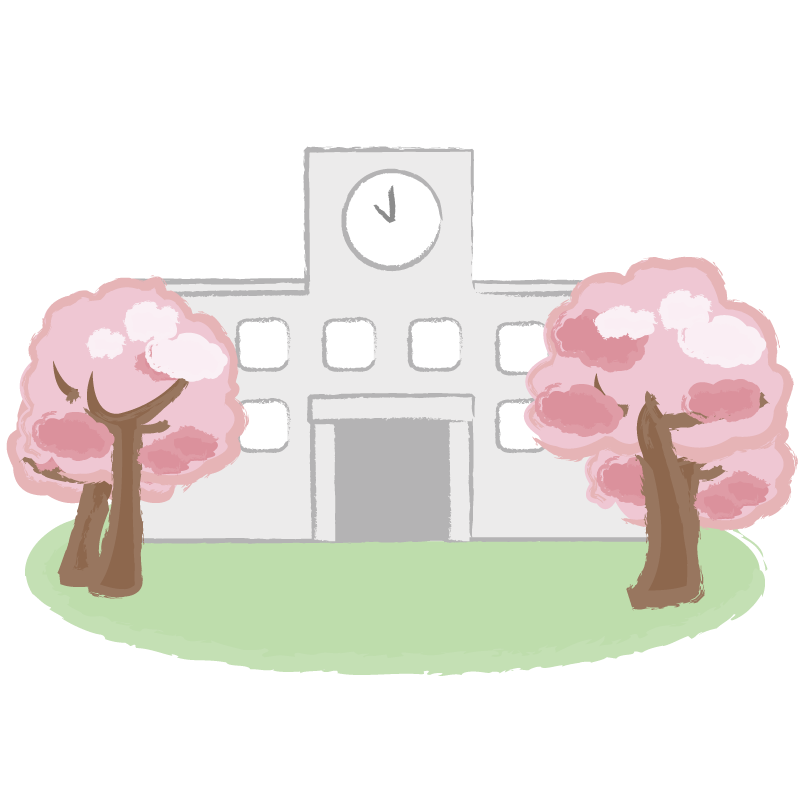 桜に囲まれた校舎