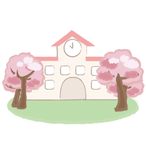 桜に囲まれた園舎