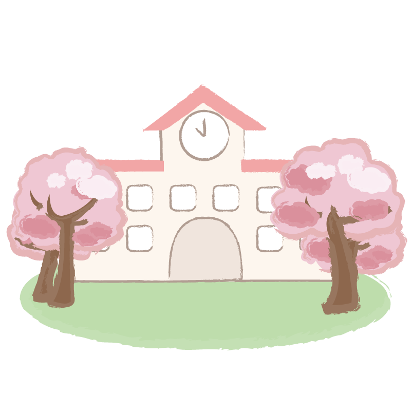 桜に囲まれた園舎