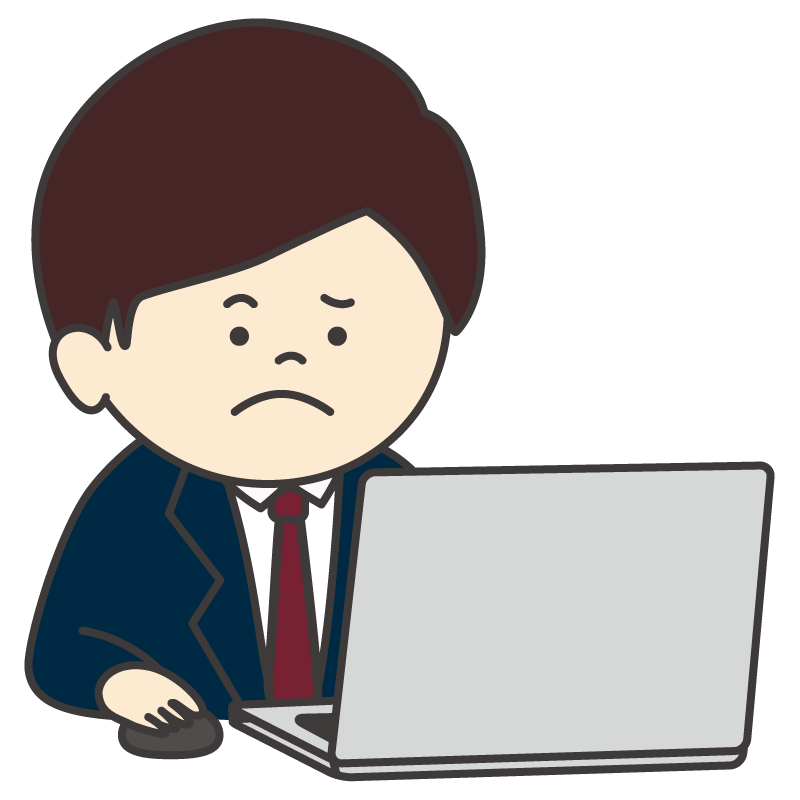パソコンを使って仕事をする会社員（男性/困っている）
