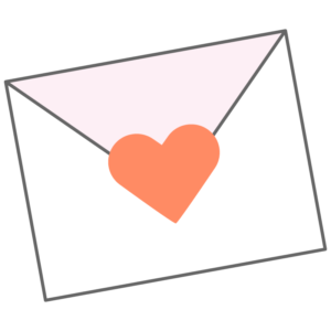 ハートのシールのついたラブレター（手紙、メール）