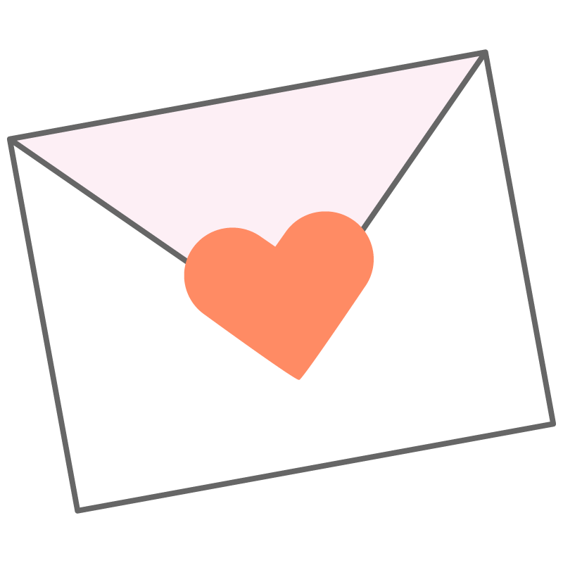 ハートのシールのついたラブレター(手紙、メール)