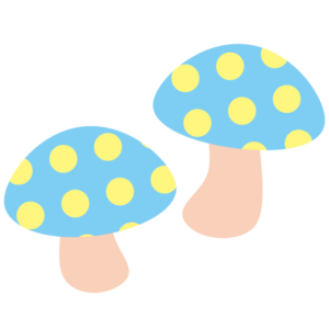 水色の水玉きのこ