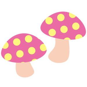 ピンクの水玉きのこ