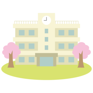 学校の校舎（春・桜）