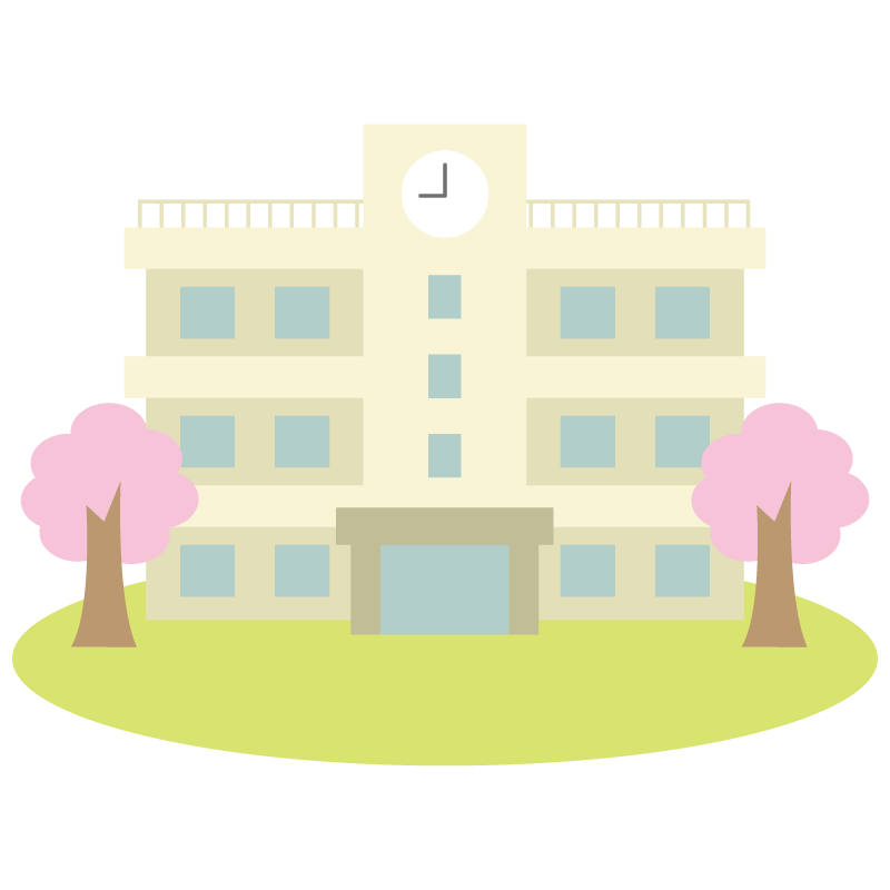 学校の校舎（春・桜）