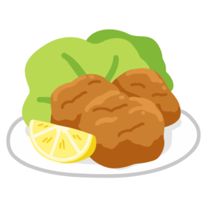 レモンを添えた唐揚げ