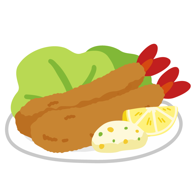 皿に盛り付けたエビフライ