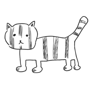 ヘタウマなトラ（四足歩行・白黒）