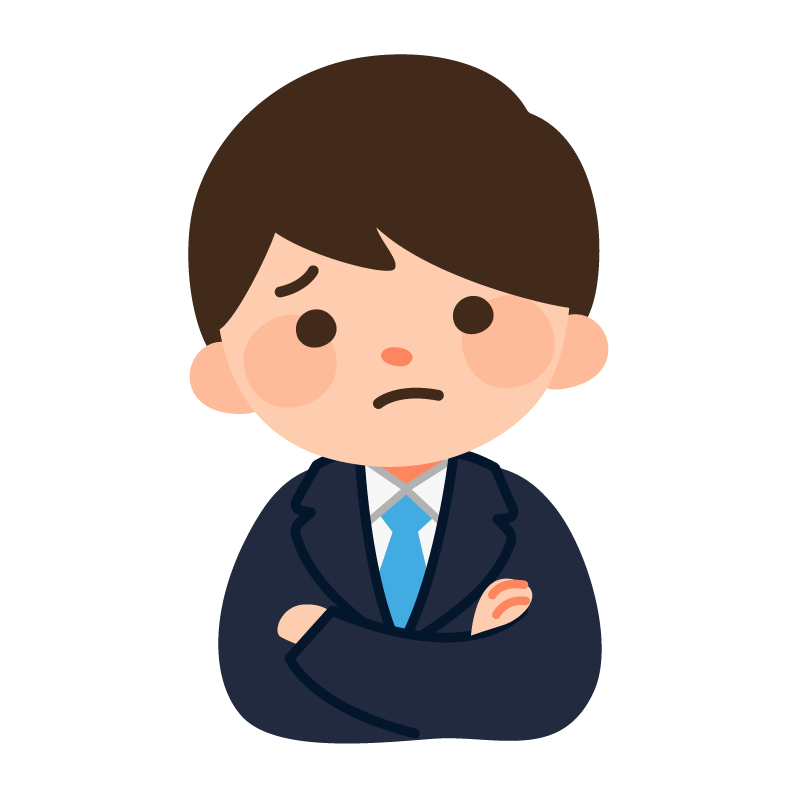 考え事をするスーツの男性