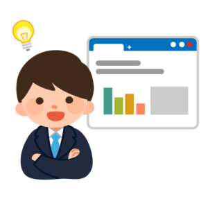 ホームページを見てひらめく男性