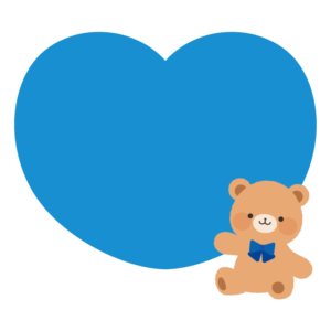 茶色いテディベアと青いハート