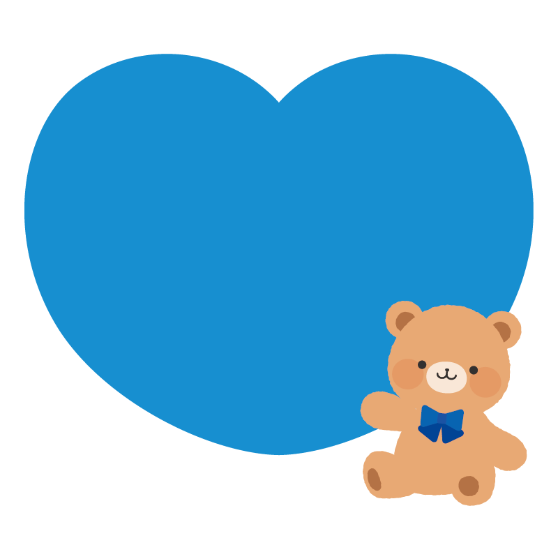 茶色いテディベアと青いハート