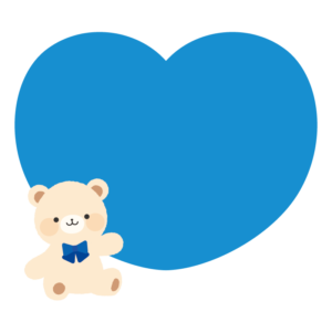 白いテディベアと青いハート