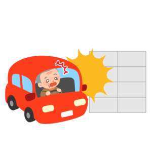 壁にぶつかる車