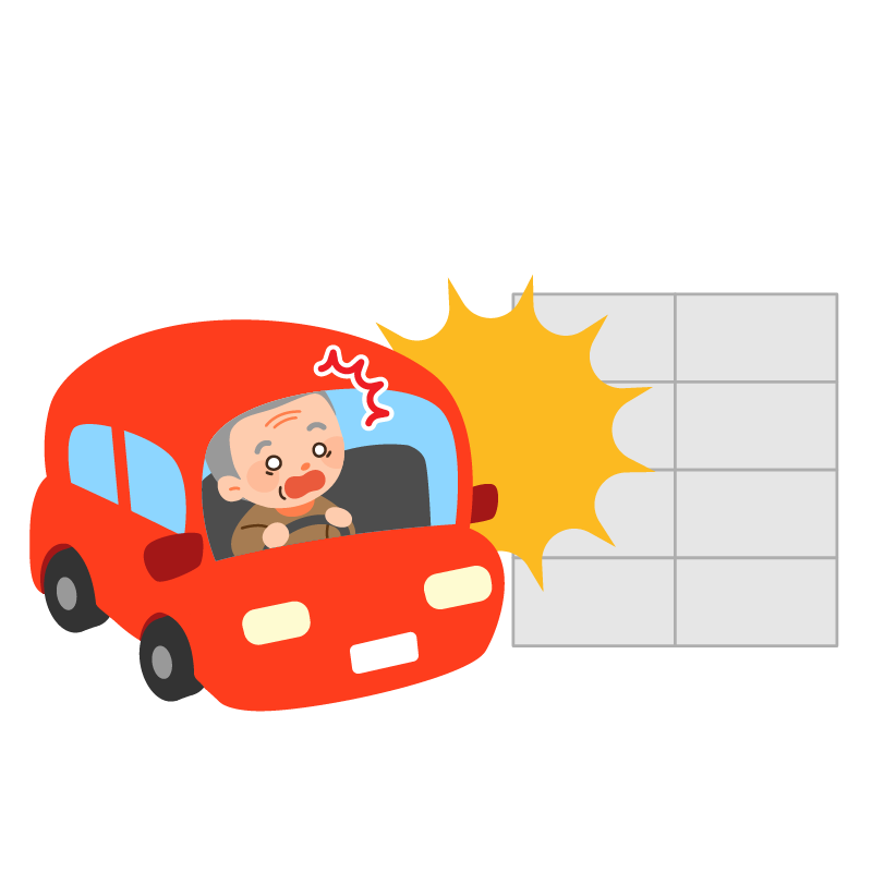 壁にぶつかる車