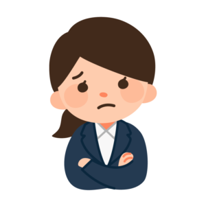 考え事をするスーツの女性