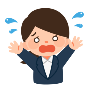 びっくりするスーツの女性