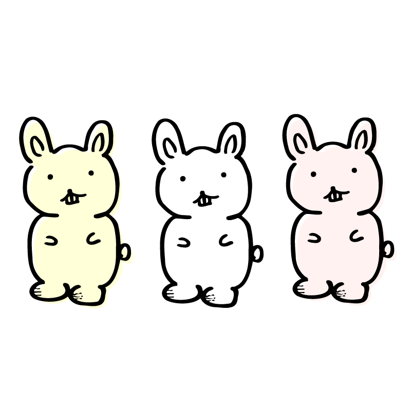 ヘタウマなウサギ（二足歩行・3匹）