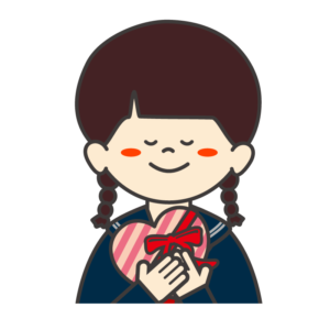 バレンタインのチョコを持ったセーラー服の女の子
