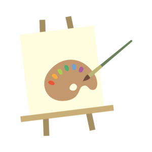 キャンバスとパレットと筆