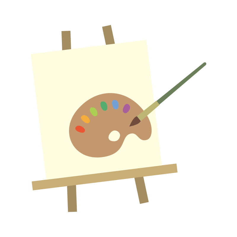 キャンバスとパレットと筆